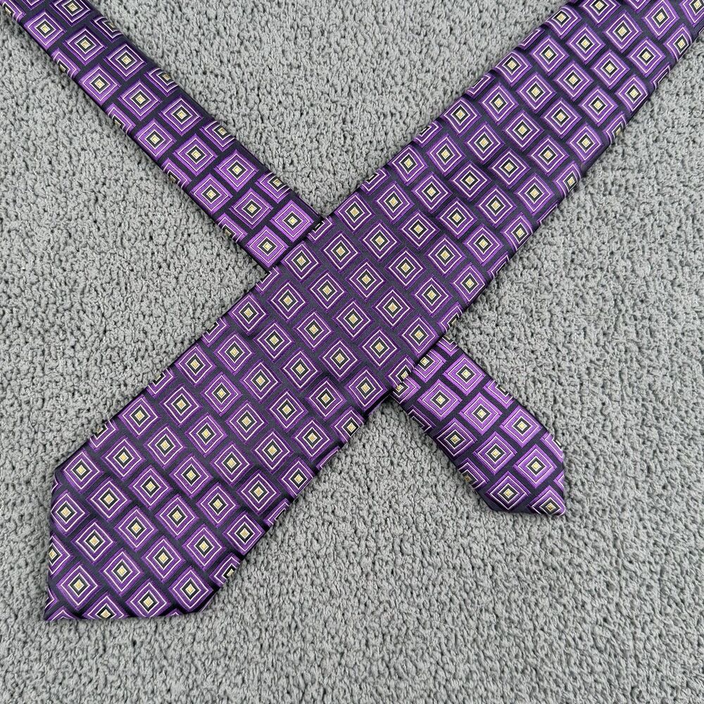 Ermenegildo Zegna Tie Purple Geometric Necktie Made In Italy Luxury